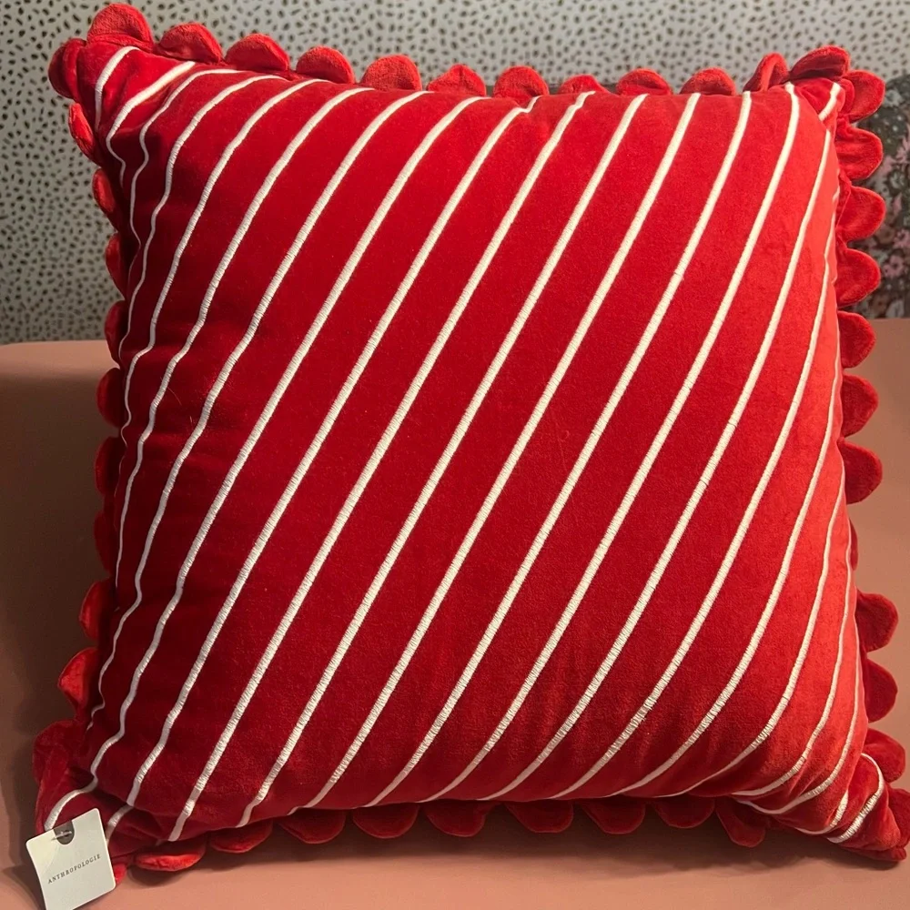 Anthropologie Cotton Velvet Striped Pillow